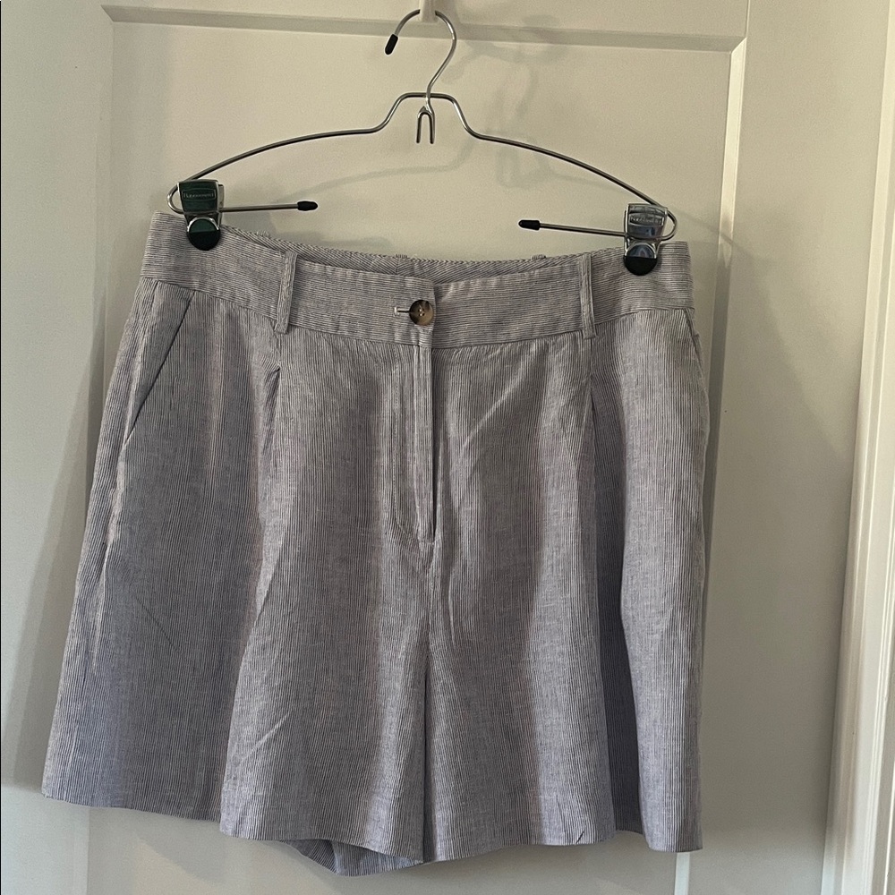 Alex Marie Light Gray High-Waist Tailored linen Shorts